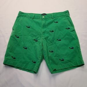 E1 Mens  Polo Ralph Lauren 36 Kelly Green Navy Blue Whale Embroidered Shorts